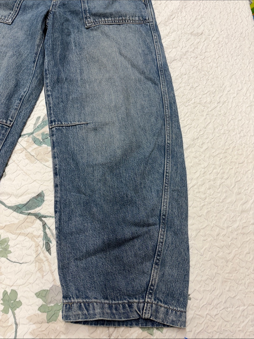 GAP super soft pull on Barrel Drawstring Denim Jeans - Blue szM - Picture 4 of 7